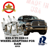 (RAM 2500/3500 '94-'23) 8x6.5 (8x165.1) to 8x210 121.3mm US MADE Wheel Lug Adapters x 2pcs.