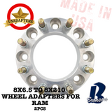 (RAM 2500/3500 '94-'23) 8x6.5 (8x165.1) to 8x210 121.3mm US MADE Wheel Lug Adapters x 2pcs.