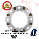 (RAM 2500/3500 '94-'23) 8x6.5 (8x165.1) to 8x210 121.3mm US MADE Wheel Lug Adapters x 2pcs.