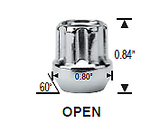 Open-End Spline Lug Nuts 1/2x20 Acorn Conical Seat 1/2 inch x 16 lugnuts 1 Key