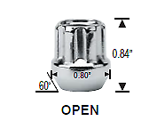 Open-End Spline Lug Nuts 1/2x20 Acorn Conical Seat 1/2 inch x 20 lugnuts 1 Key