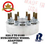 8x6.5 (8x165.1) to 8x180 / 116.7/124.1mm (CHEVROLET/GMC/HUMMER) USA MADE Wheel Adapters Hubcentric x 2pcs.