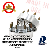 8x6.5 (8x165.1) to 8x180 / 116.7/124.1mm (CHEVROLET/GMC/HUMMER) USA MADE Wheel Adapters Hubcentric x 2pcs.